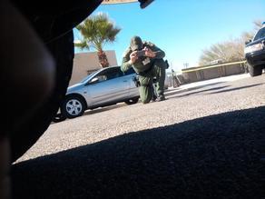 Obstruction of Justice, taken by cell phone by Raúl Alcaraz Ochoa while under the Border Patrol vehicle Photo by by Raúl Alcaraz Ochoa