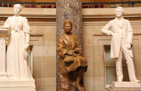 A bronze statue of civil rights heroine Rosa Parks was unveiled Thursday at the U.S. Capitol. RNS photo by Adelle M. Banks RNS photo by Adelle M. Banks