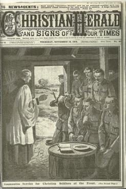 Communion services on the battlefront is the Nov. 12, 1914 cover of "Christian Herald." RNS photo courtesy Julie Maria Peace.