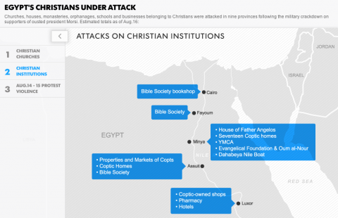 Screenshot from USA Today's Interactive Map, "Egypt's Christians Under Attack." Screenshot from USA Today's Interactive Map, "Egypt's Christians Under Attack."