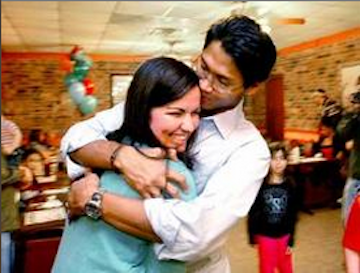 Naz and Hope embrace after 10 months apart. Photo courtesy freenaz.com Naz and Hope embrace after 10 months apart. Photo courtesy freenaz.com