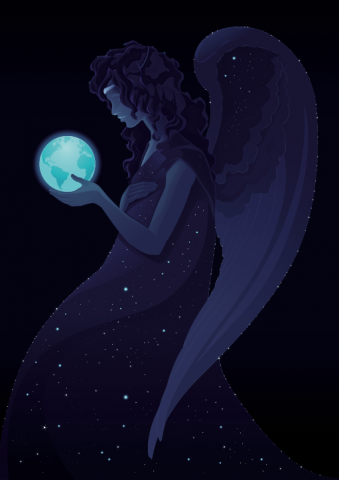 An angel holds the earth in silence. Image courtesy Danilo Sanino/shutterstock.com An angel holds the earth in silence. Image courtesy Danilo Sanino/shutterstock.c