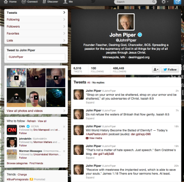 John Piper's Twitter page John Piper's Twitter page
