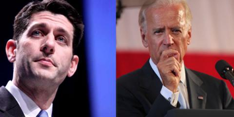 Rep. Paul Ryan (left) RNS photo by Gage Skidmore/courtesy Flickr, VP Joe Biden,Jason and Bonnie Grower / Shutterstock.com RNS photo via Flickr, Jason and Bonnie Grower / Shutterstock.com