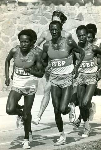 Suleiman Nyambui (center), who ran at UTEP between 1978-1982 and won the silver medal at the 1980 Olympics. Photo courtesy RNS. Suleiman Nyambui (center), who ran at UTEP between 1978-1982 and won the silver