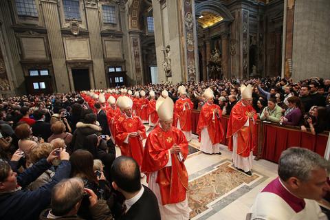 Cardinals attend a solemn Mass at St. Peter’s before the conclave. Photo courtesy Religion News Service.