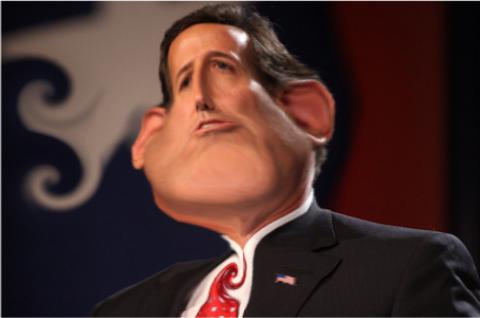 Photo illustration: The Funhouse Effect and Santorum Photo illustration: The Funhouse Effect and Santorum