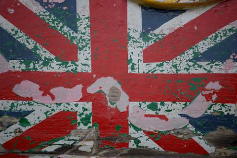 Union Jack mural in disrepair. Image via http://bit.ly/wLwse2. Union Jack mural in disrepair. Image via http://bit.ly/wLwse2.