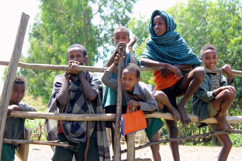 Children outside the Anbesame Health Center in rural northwest Ethiopia. Photo by Cathleen Falsani for Sojourners.