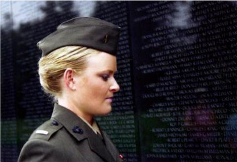 Lieutenant Elle Helmer at the Vietnam War Memorial, US Marine Corps, from THE INVISIBLE WAR, a Cinedigm/Docurama Films release. from THE INVISIBLE WAR, a Cinedigm/Docurama Films release.