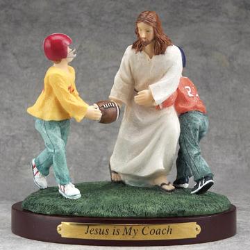 "Jesus is My Coach" figurine via www.standrewschurchsupply.com "Jesus is My Coach" figurine via www.standrewschurchsupply.com