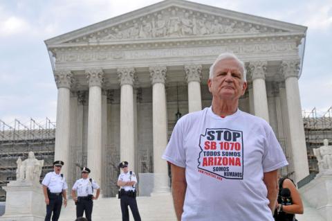 Outside the Supreme Court as SB 1070 decision handed down, Ivone Guillen / Sojourners Ivone Guillen / Sojourners