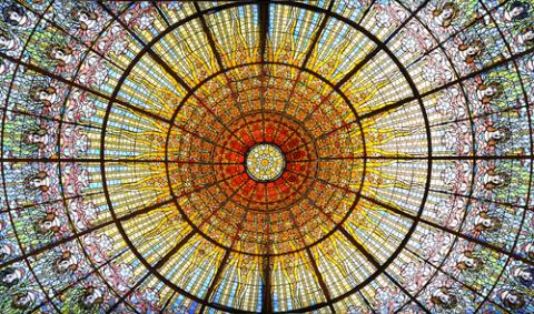 Palau de la Musica Catalana skylight of stained glass, Barcelona. Photo via RNS/Vlad G/shutterstock.com Palau de la Musica Catalana skylight of stained glass, Barcelona. Photo via RNS/