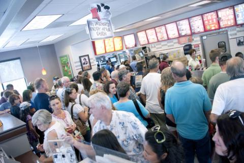 Patrons at a Florida Chick-fil-A on National Support Day. Cheryl Casey / Shutterstock.com Cheryl Casey / Shutterstock.com
