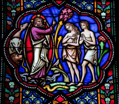Stained glass window depicting Adam & Eve, jorisvo / Shutterstock.com Stained glass window depicting Adam & Eve, jorisvo / Shutterstock.com