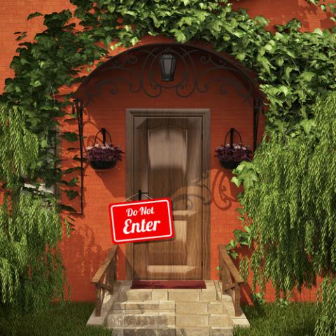 Door with the "do not enter" sign. Photo courtesy Andrii Chetvertak/ Shutterstock.com. Photo courtesy Andrii Chetvertak/ Shutterstock.com.