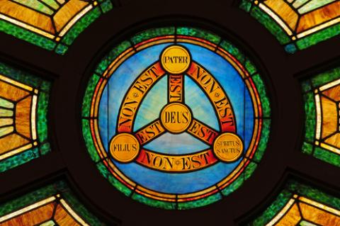 Stained glass illustration of the Holy Trinity, Nancy Bauer / Shutterstock.com Stained glass illustration of the Holy Trinity, Nancy Bauer / Shutterstock.com