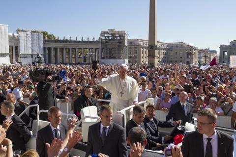 Pope Francis I in Rome, Italy on September 4, 2013. Photo via Shutterstock, by Iacopo Guidi