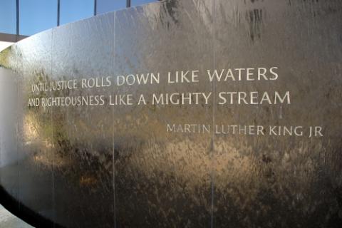 Martin Luther King, Jr., quote at the Civil Rights Memorial in Montgomery, Ala. Danny E Hooks / Shutterstock.com Danny E Hooks / Shutterstock.com