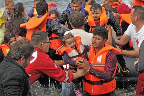 Syrian refugees arrive in Lesvos, Greece in October. Syrian refugees arrive in Lesvos, Greece in October.
