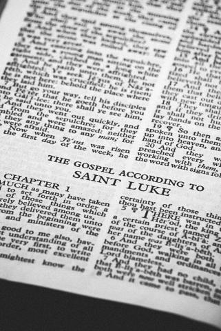 The gospel according to Luke chapter one. Stephen Orsillo / Shutterstock Stephen Orsillo / Shutterstock