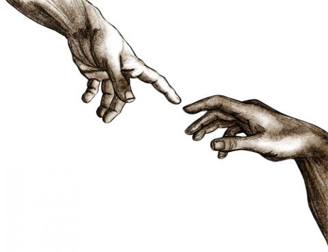 Sketch of God and Adam's hands, aleisha / Shutterstock.com Sketch of God and Adam's hands, aleisha / Shutterstock.com