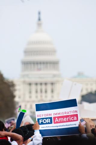 Immigrants' rights activists march for comprehensive immigration reform. Photo: Ryan Rodrick Beiler/Shutterstock.com