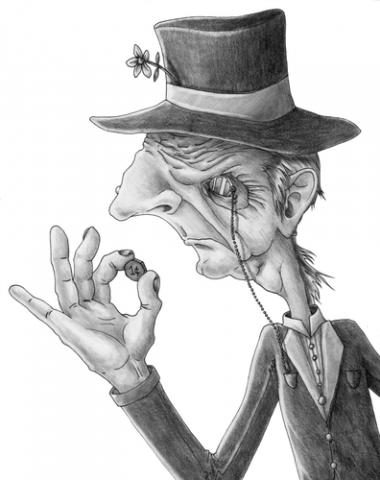 Caricature of a penny pincher, AKIllustration / Shutterstock.com Caricature of a penny pincher, AKIllustration / Shutterstock.com