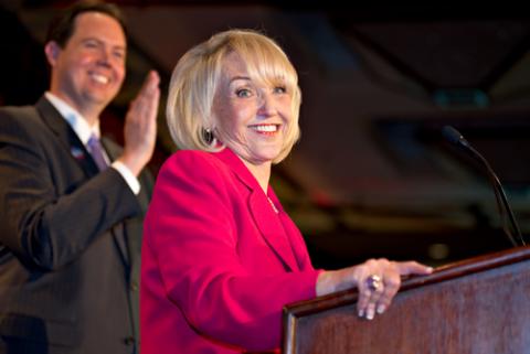Arizona Gov. Jan Brewer after being elected in 2010. Christopher Halloran / Shutterstock.com Christopher Halloran / Shutterstock.com