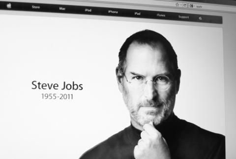 The Apple.com website pays tribute to founder Steve Jobs upon his death in 2011. Photo by Annette Shaff/Shutterstock. Photo by Annette Shaff/Shutterstock.