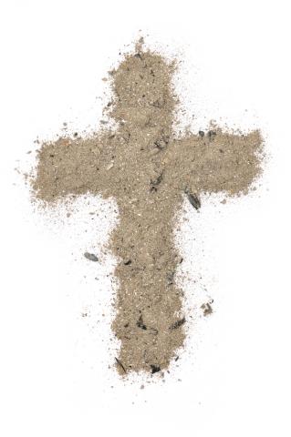 A cross made of ash. Image courtesy Ansis Klucis/shutterstock.com A cross made of ash. Image courtesy Ansis Klucis/shutterstock.com