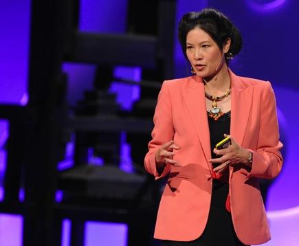 Author Sheryl WuDunn speaks at the TED Global conference in Oxford, England. Photo courtesy CNN.