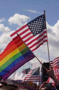 Supporters of gay marriage. Photo Courtesy RNS. Photo Courtesy Kevin Eckstrom/RNS.