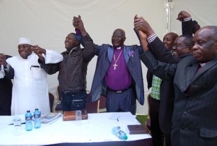 Bishop Arthur Gitonga, center, of the Redeemed Church in Kenya. RNS photo by Fredrick Nzwili