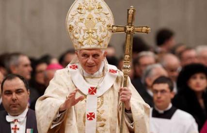 Pope Benedict XVI leaves Christmas Eve Mass in St. Peter’s Basilica. RNS photo courtesy Paul Haring/Catholic News Service RNS photo courtesy Paul Haring/Catholic News Service