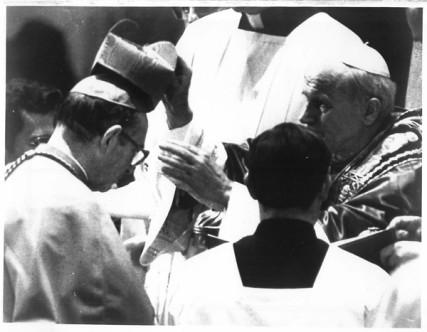 Pope John Paul II elevated Archbishop Joseph L. Bernardin of Chicago to cardinal in a Feb. 2, 1983 consistory. RNS file photo