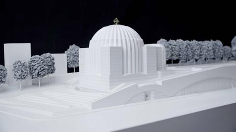 A model of St. Nicholas Greek Orthodox Church by Spanish architect Santiago Calatrava. Photo court. Santiago Calatrava, via RNS