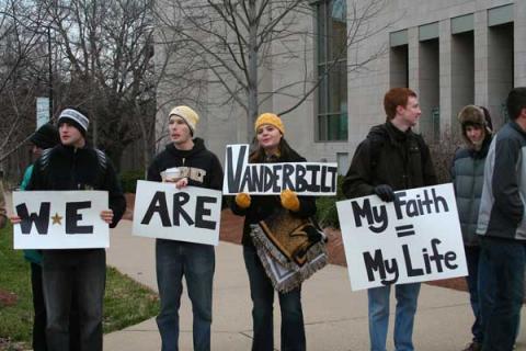Students protest on the Vanderbuilt campus. RNS photo courtesy InterVarsity Christian Fellowship RNS photo courtesy InterVarsity Christian Fellowship