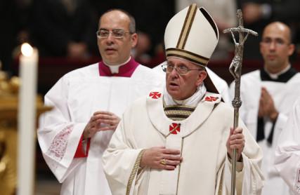 Pope Francis leads Christmas Eve Mass in St. Peter’s Basilica in 2013. Photo by Paul Haring, courtesy Catholic News Service/RNS