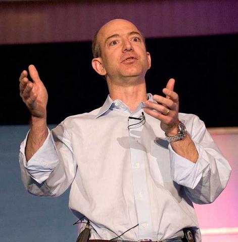 Amazon founder Jeff Bezos starts his High Order Bit presentation (2005). RNS photo by James Duncan Davidson via Flickr RNS photo by James Duncan Davidson via Flickr