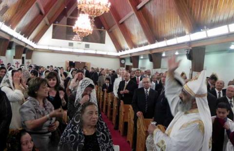 Rev. Joseph Boules performs a service at St. Mary & St. Verena Coptic Orthodox Church in Anaheim, Calif. RNS photo RNS photo courtesy St. Mary & St. Verena Coptic Orthodox Church