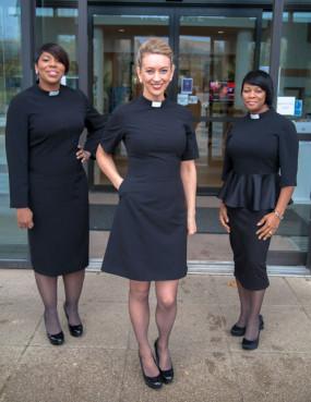 Camelle Daley, a London-trained fashion designer, has designed new clerical wear for women. Photo courtesy Jonathan Self