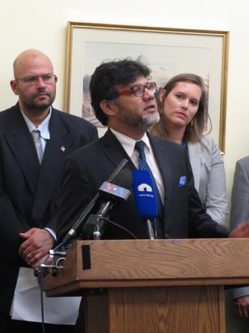 Azhar Azeez, president of the Islamic Society of North America, speaks at a joint evangelical Christian and Muslim event. Image via RNS. Azhar Azeez, president of the Islamic Society of North America, speaks at a joint evangelical Christian and Muslim event. Image via RNS.