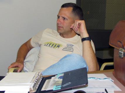 Ray Bradley during a meeting for Central North Carolina Atheists and Humanists. Photo by John Nichols, courtesy U.S. Army/RNS