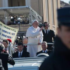 Pope Francis waves during his inauguration Mass at St. Peter’s Square on Tuesday. RNS photo by Andrea Sabbadini RNS photo by Andrea Sabbadini