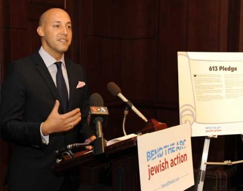 CEO Alan van Capelle speaks during last week’s launch event for Bend the Arc Jewish Action. RNS photo by Mike Theiler CEO Alan van Capelle speaks during last week’s launch event for Bend the Arc