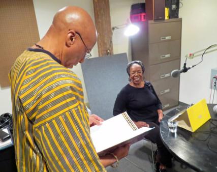 “A Season’s Griot” show host Madafo Lloyd Wilson and storyteller Joyce Grear Amanda Greene/WilmingtonFAVS.com Via RNS
