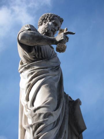 A statue of St. Peter in St. Peter’s Square at the Vatican. RNS photo by David Gibson