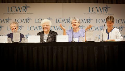 From left, Sister Helen Garvey, Sister Marlene Weisenbeck, Sister Nancy Schreck and Sister Annmarie Sanders. Photo: Sally Morrow RNS photo by Sally Morrow