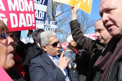 Throngs of same-sex marriage supporters and opponents gathered outside the high court. RNS photo by Adelle M. Banks RNS photo by Adelle M. Banks